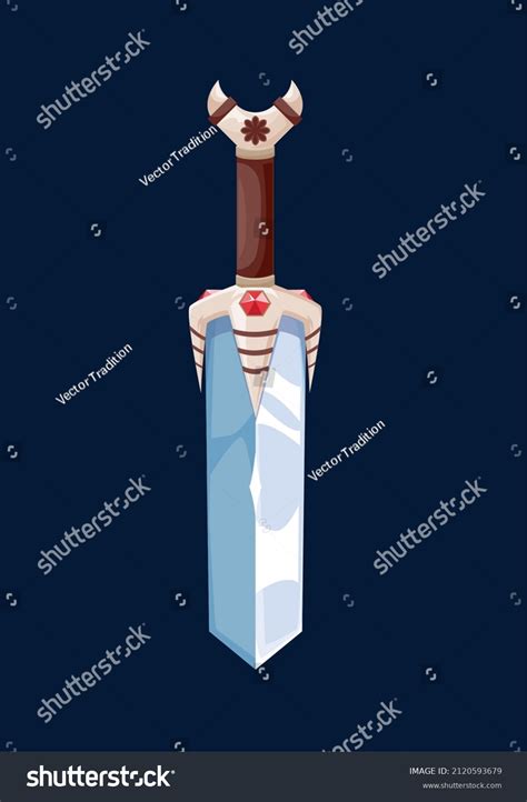 Magical Cartoon Dwarf Broadsword Blade Ancient Stock Vector Royalty