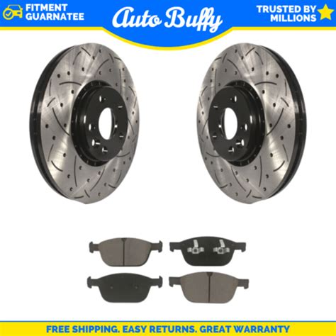 Front Coat Drill Slot Disc Brake Rotors Ceramic Pad Kit For