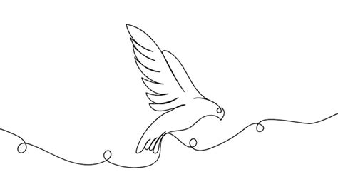 Premium Vector One Continuous Line Drawing Of Flying Up Dove