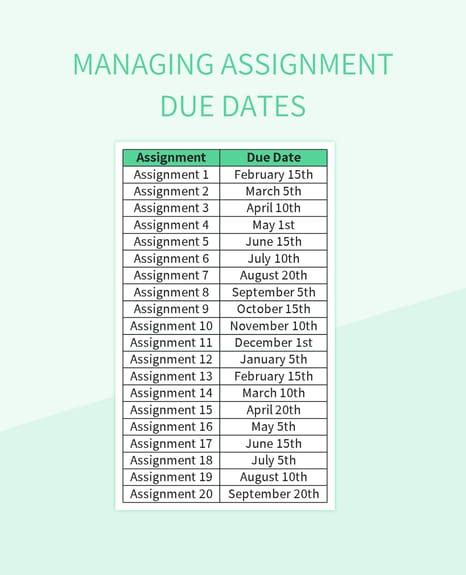 Free Due Dates Templates For Google Sheets And Microsoft Excel - Slidesdocs