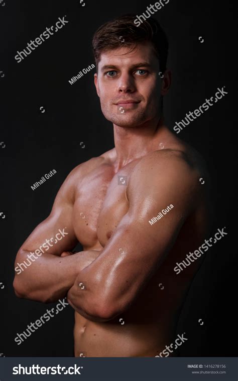 Muscular Bodybuilder Posing Naked Torso Against Stock Photo Shutterstock