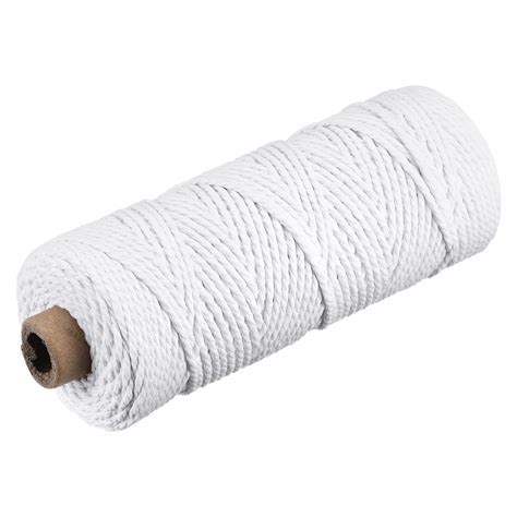 Uxcell Cotton Rope Twisted Braided Rope Cord White 100m 109 Yard 2mm