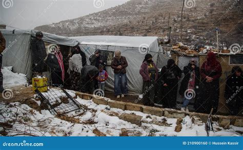 Syrian Refuge Camp In Lebanon At Time Of Snow Storm Editorial Image