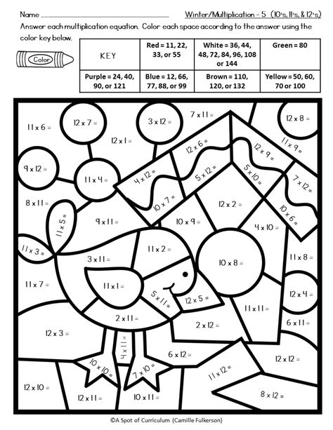 Winter Coloring Pages Multiplication Color By Number Classful