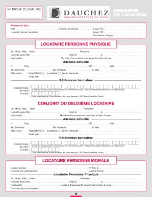 Fillable Online Demande De Location Conjoint Ou Deuxime Locataire