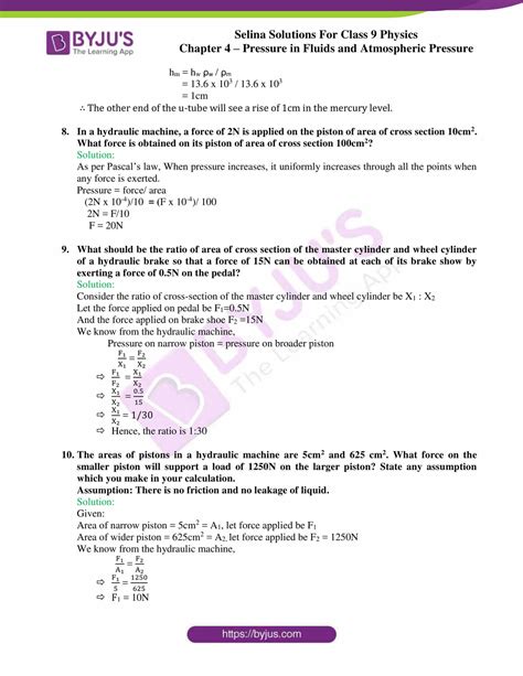 Selina Solutions Class 9 Concise Physics Chapter 4 Pressure In Fluids