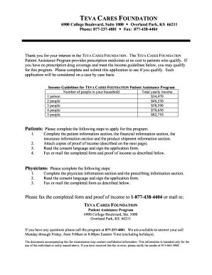 Teva Cares Foundation Application Form Fill And Sign Printable