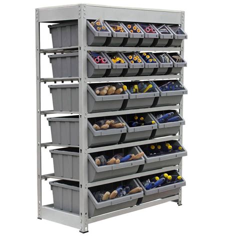 Kings Rack Gray 6 Tier Boltless Bin Storage System Garage Storage Rack