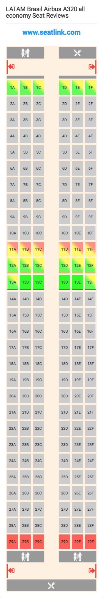 Latam Brasil Airbus A320 All Economy Seating Chart Updated March 2022