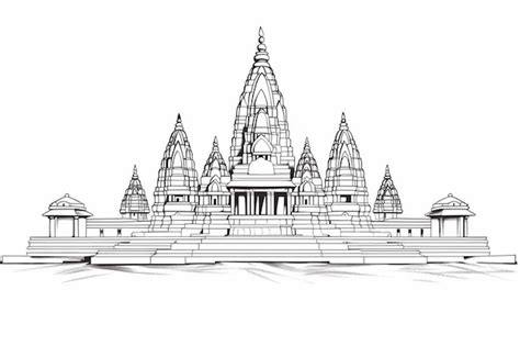 Premium Photo | A drawing of a temple with a drawing of a temple on it