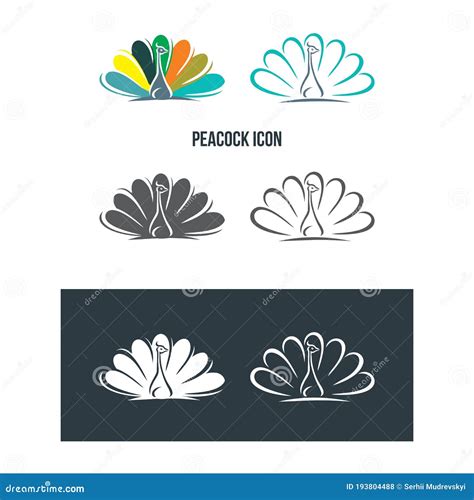 Peacock Icon Silhouette Logo Design Isolated On White Background