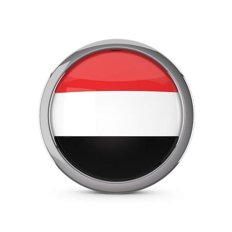 Premium Photo Yemen National Flag In A Glossy Circle Shape With