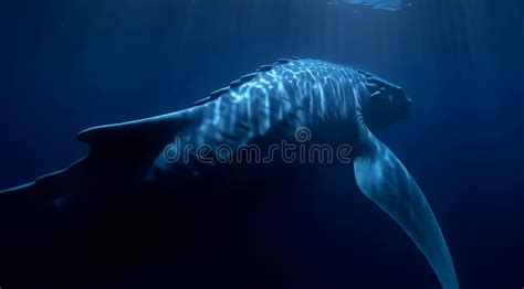 majestic humpback whale gracefully swimming   deep blue ocean