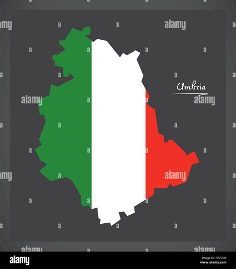 Umbria Map With Italian National Flag Illustration Stock Vector Image