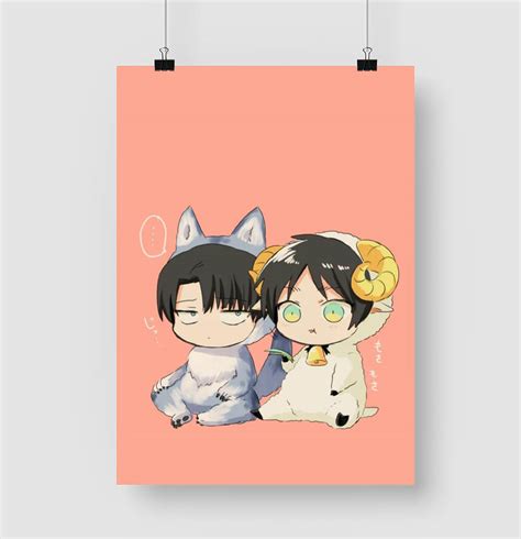 Poster Snk Eren Et Livaï Chibi Lunivers Otaku