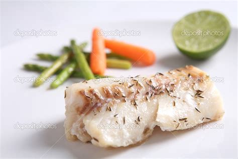 Grilled cod fish steak ⬇ Stock Photo, Image by © piyato #32018481