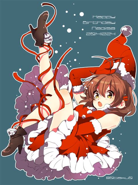 Safebooru 1girl 2014 O Antenna Hair Boots Brown Eyes Brown Hair