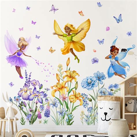 Haofuji Large Flower Fairy Wall Stickers Room Decor For