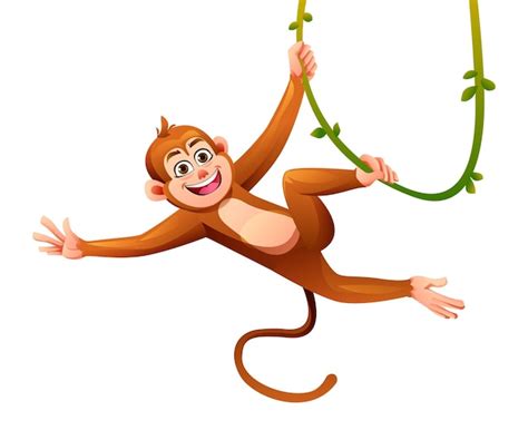 Ilustração de personagem de desenho animado de macaco bonito pendurado