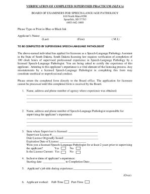 Fillable Online Doh Sd Verification Of Completed Supervised Practicum