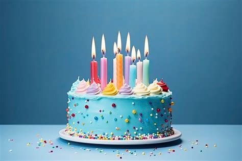 Premium Photo Colourful Birthday Cake With Candles AI Generated