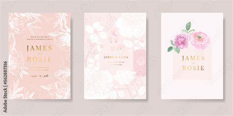 Pastel Pink Wedding Invitation Set Floral Invite Thank You Rsvp