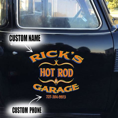 Personalized Pinstripe Hot Rod Garage Kustom Rat Rod Vinyl Sticker Set Pcs Bluefink