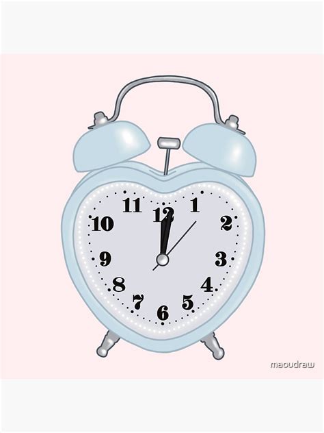 Sky Blue Heart Shaped Alarm Clock Aesthetic Dollette Coquette Poster