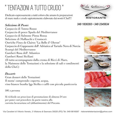 Ristorante Le Tentazioni Menu Pesce Crudo Presso Ristorante Le