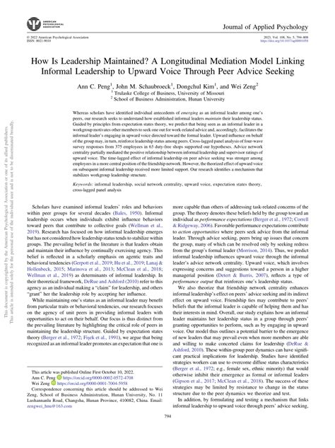 How Is Leadership Maintained A Longitudinal Mediation Model Linking