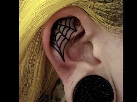 Spider Web Ear Tattoo