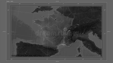 France Highlighted Composition Grayscale Stock Illustration