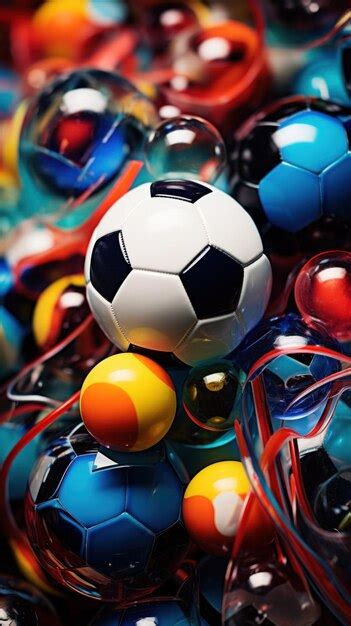 Premium Ai Image A Soccer Ball Surrounded By Colorful Balls Ai