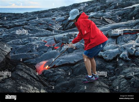 Kilauea lava flow near former town of Kalapana, Big Island, Hawaii, USA ...