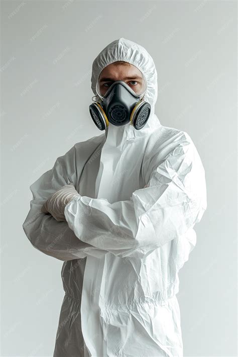 Professional in Protective Suit and Respirator for Hazardous