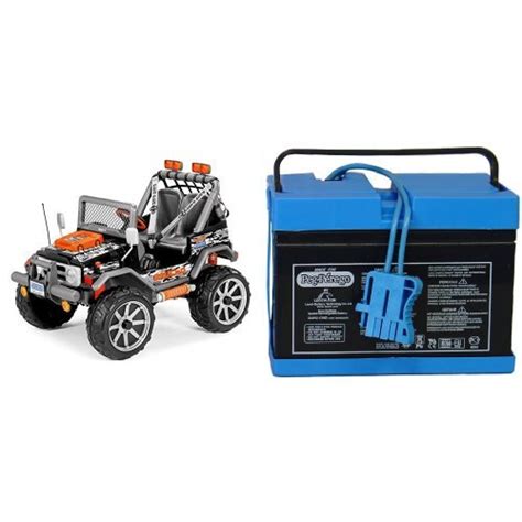 Peg Perego Gaucho Rock'in Ride-On, Black with 12 Volt Battery Bundle ...