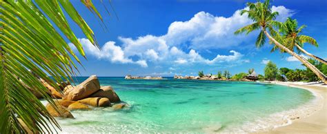 Serene Seychelles Lagoon Tropical Beach Hd Wallpaper