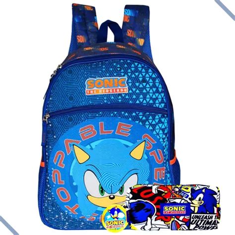 Mochila De Al A Sonic The Hedgehog Estojo Infantil Geomaze Cor Azul