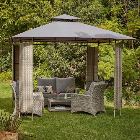 Florence Gazebo With Rattan Panels Homebase