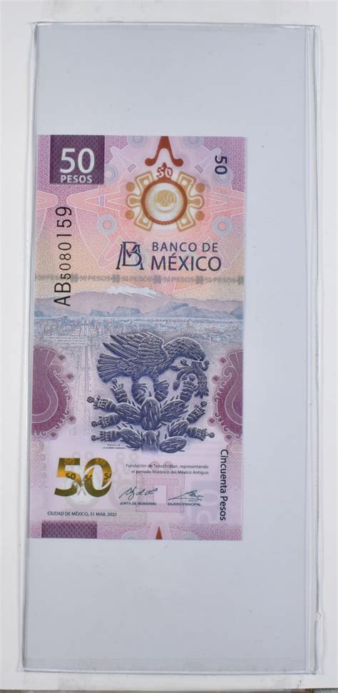 Historic World Bank Note 2021 Mexico 50 Pesos Collectible Currency Property Room