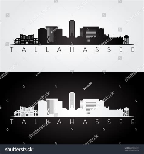 Tallahassee Usa Skyline Landmarks Silhouette Black Stock Vector