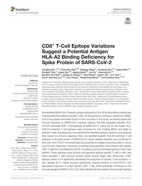 Pdf Cd T Cell Epitope Variations Suggest A Potential Antigen Hla A