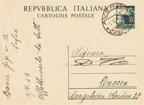 Cartolina Postale Repubblica Italiana Lire Democratica Cp Vg