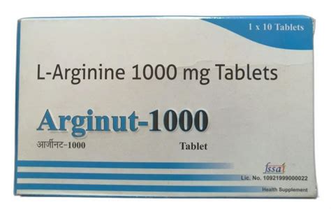 1000mg L Arginine Tablet, Packaging Type: Box, Packaging Size: 1x10 ...