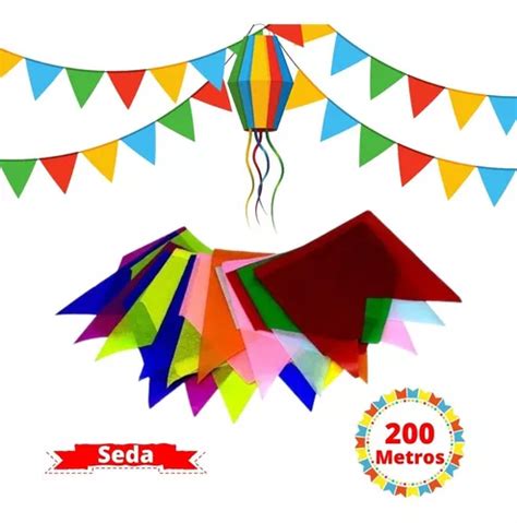 Bandeirinha Bandeirola Festa Junina De Seda Kit Metros Mercadolivre