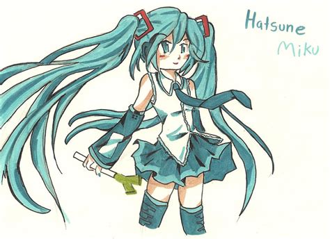 Hatsune Miku With Pen By Goldfishu On Deviantart