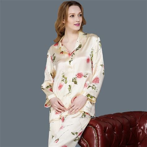 Silk Pajama Female Silk Sleepwear Women Long Sleeve Pyjama Pants