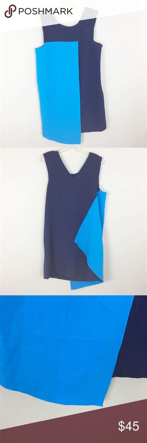 Catherine Malandrino Two Tone Blue Dress E75P Blue Dresses