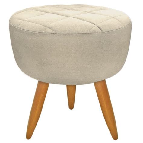 Puff Banqueta Redondo Mait Suede Bege Madeiramadeira