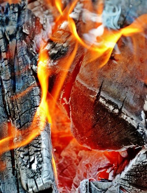 Premium Photo Close Up Of Very Hot Wood Fire
